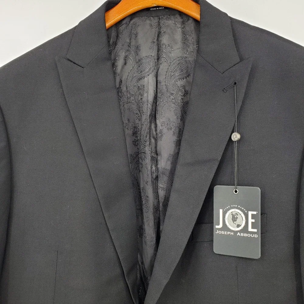 JOE Joseph Abboud Mens Black Wool Blend 2 Button Blazer Sport Coat Jacket Custom